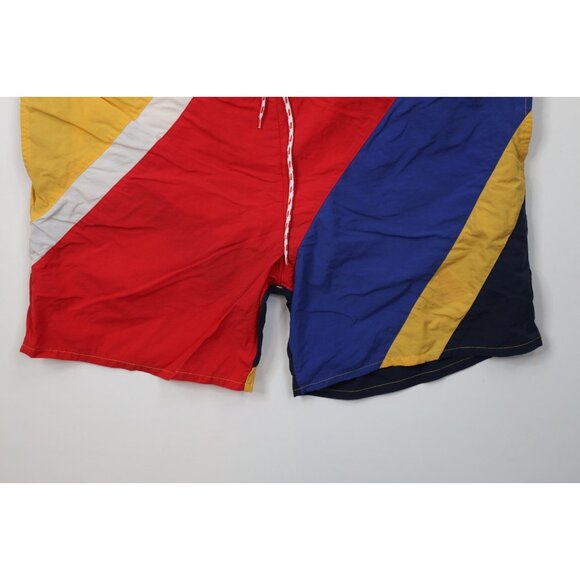 AS IS Vtg 90s Nautica Mens 2XL Spell Out Color Block Lined Shorts Swim Trunks - Picture 4 of 10